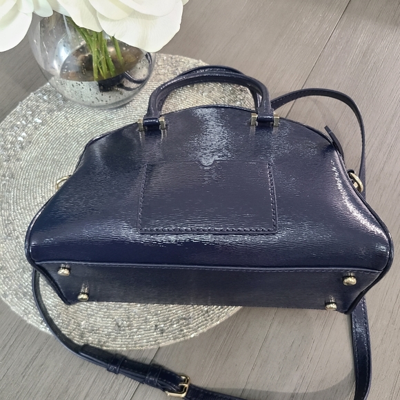 Like New - Navy Blue Patent Leather Kate Spade Bag w/ Crossbody Strap - Picture 3 of 16
